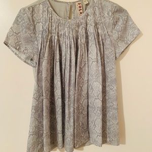 DOLAN (ANTHROPOLOGY) Pleated Snake skin print Blouse.